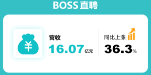 BOSS直聘三季报：营收16.07亿元，同比增长36.3%